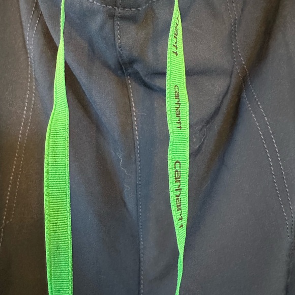 Carhartt women’s Dark Blue  with Bright Green Drawstring scrub pants - Picture 2 of 4